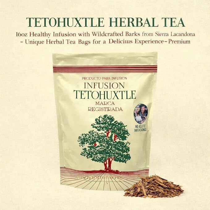 Tetohuxtle Herbal Tea - 16oz Healthy Infusion with Wildcrafted Barks from Sierra Lacandona - Unique Herbal Tea Bags for a Delicious Experience - Premium Herbal Teas