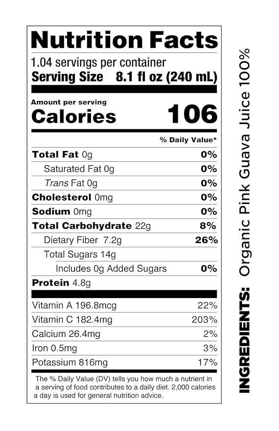 Pomona Organic Juices Pure Pink Guava Juice 8.4 Ounce Bottle (Pack of 12) Cold Pressed Organic Juice Non-GMO No Sugar Added Not from Concentrate Gluten Free Kosher Certified Preservative Free