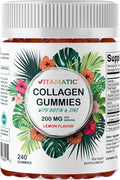Vitamatic Hydrolyzed Collagen Gummies with Vitamin C Zinc and Biotin 200 mg - Healthy Skin Support - 240 Gummies