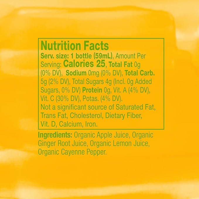 Vive Organic Immune Support Ginger Shot Cold-Pressed Ginger Root &amp Organic Juice Gluten Free Vegan Immunity Booster 2 Fl Oz (Pack of 12)