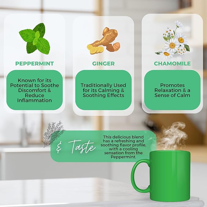 Tension and Relief Loose Leaf Tea w/ Peppermint Ginger Chamomile | Organic Herbal Tea | 2 oz (57 gram) | Decaf Vegan Healthy ZERO Caffeine Organic Herbs No Natural or Artificial Flavors Resea