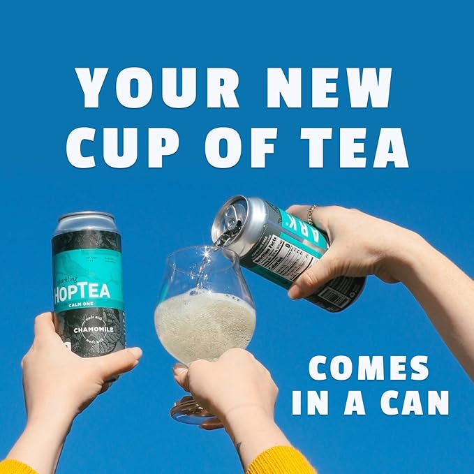 HOPLARK Sparkling HopTea - The CALM ONE - Tall 16fl oz cans (pack of 12) – Chamomile and Citra Hops – Herbal Sparkling Tea with Floral Citrus and Cinnamon Notes – Polyphenols – Antioxidants – Unsweete
