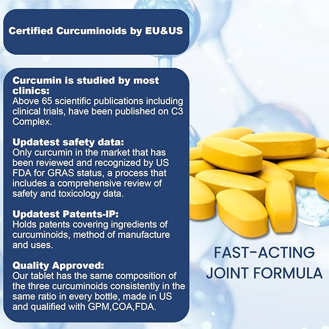 Hyaluronic Acid Supplements 850mg High Bioavailable Dietary Hyaluronic Acid - Advanced Joint Support with Hydrolyzed Collagen Turmeric Glu-cosamine MSM Vitamin C – 30 Tablets（Pack of 3）