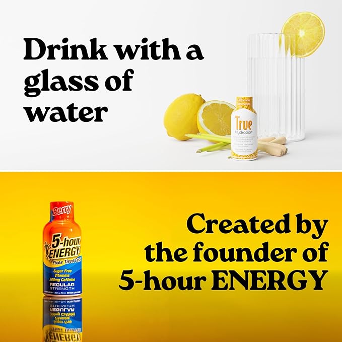 True Hydration Shots Lemonade Lemongrass Flavor – 12 Pack of 1.93 fl oz – Electrolytes – Amino Acids – Zero Sugar – Zero Sodium – Vegan – Gluten-Free Hydration