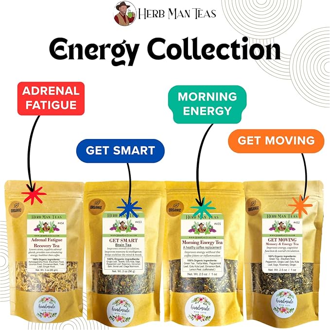 MORNING ENERGY TEA – Smooth Steady Energy Without Coffee Jitters – Organic Loose Leaf – by Master Herbalist Khabir | Green Tea &amp Eleuthero
