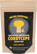 Malama Organic Mushroom Hot Cacao Mix Cordyceps Mushroom Powder with Fair Trade Cacao Supports Energy &amp Immune Health – Vegan Supplement &amp Superfood Non GMO 3.5 oz (50 Servings)