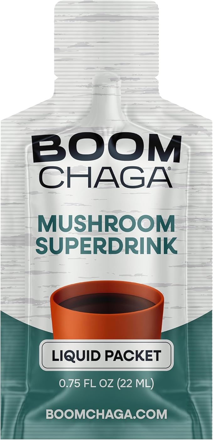 Mushroom Superdrink | Chaga Mushroom Extract Liquid Concentrate with Antioxidants for Immunity Boost Beta-Glucans for Heart Health Oxalate-Free 31 Single-Serving Packets