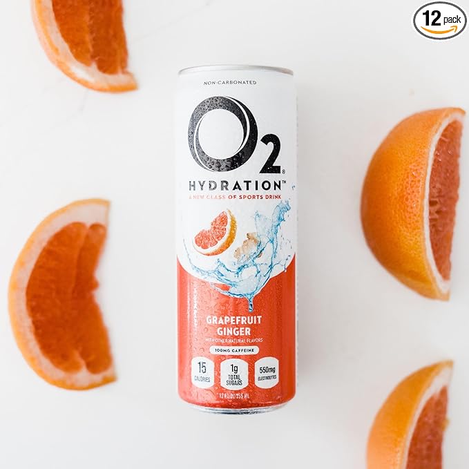 O2 Grapefruit Ginger Post Workout Recovery Drink - Caffeinated Electrolyte Drink for Daily Hydration