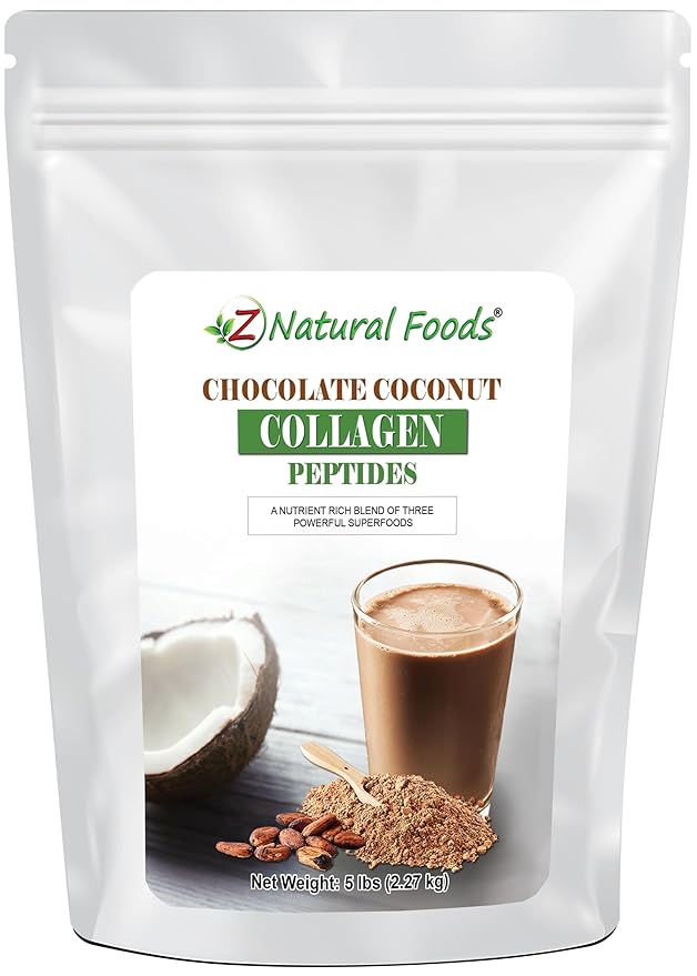 Chocolate Collagen Peptides Made With Coconut Milk Powder - 5 lb - Delicious Taste + Zero Sugar - Hydrolyzed Collagen + Organic Cacao + Coconut Milk Powder - Gluten Free &amp Non GMO