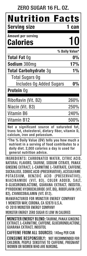 Monster Energy Drink Variety -Low Calorie Pack - 16 ounce (Pack of 12) + Stinger Energy Chews