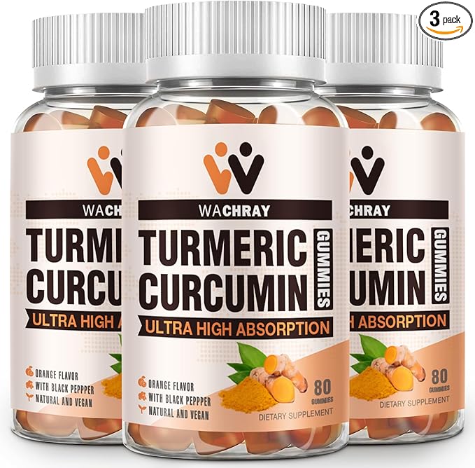 Turmeric Curcumin Gummies with Ginger &amp Black Pepper Extract - 3 Pack Tumeric Gummy Supplements for Pain Inflammation Joint Weight Health Support - Vegan Organic Gelatin-Free - for Adults and Ki