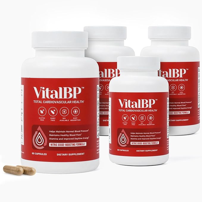 4 Pack - Support for Normal Blood Pressure - Supports Blood Flow &amp Arteries - with CoQ10 L-Citrulline and K2 &amp D3-60 Capsules
