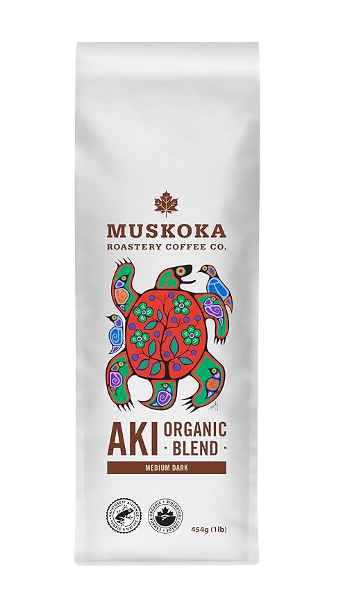 Muskoka Roastery Coffee Aki Organic Blend Medium Dark Roast Ground Coffee 454g