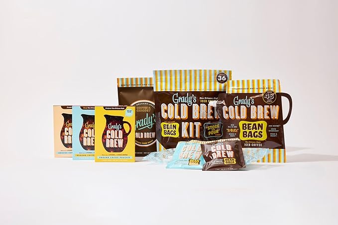 GRADY’S COLD BREW French Vanilla 100% Arabica Ground Coffee &amp Chicory Pouches 12 Bundles of 4 Easy-to-Brew Bean Bags Makes 144 drinks