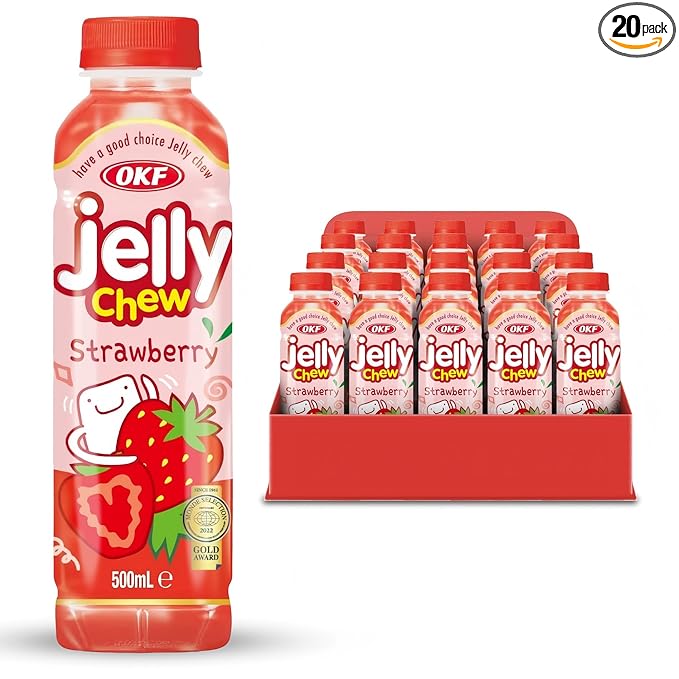 OKF Coconut Juice with Coconut Jelly Strawberry Coconut Water Non GMO No Preservatives No Artificial Color Gluten Free/Fat Free 16.9 Fl Oz (Pack of 20)