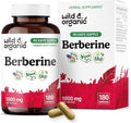 Wild &amp Organic Berberine Supplement Capsules 1000 mg - Antioxidant &amp Overall Support - Pure Berberine HCL Powder - 90 Days of Supply - Berberis Aristata Bark - Vegan No Fillers Non-GMO - 180