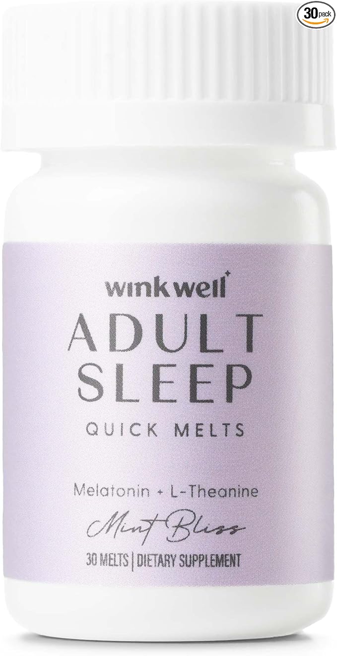 Wink Well 3 mg Melatonin Sugar Free Sleep Melts for Adults- Nighttime Natural Sleep Aid to Help Increase Sleep Boost Immune System- Easy Dissolvable Sleep Supplement- 30 Tablets