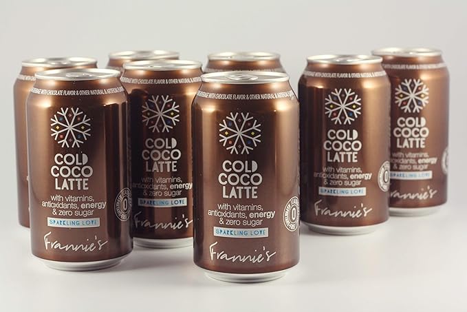 KauffmanTreats Frannie Sparkling Beverage- Zero Calories &amp Sugar Aspertame Free: 24-Ct Case 12 Oz. Cans (Cold Coco Latte)