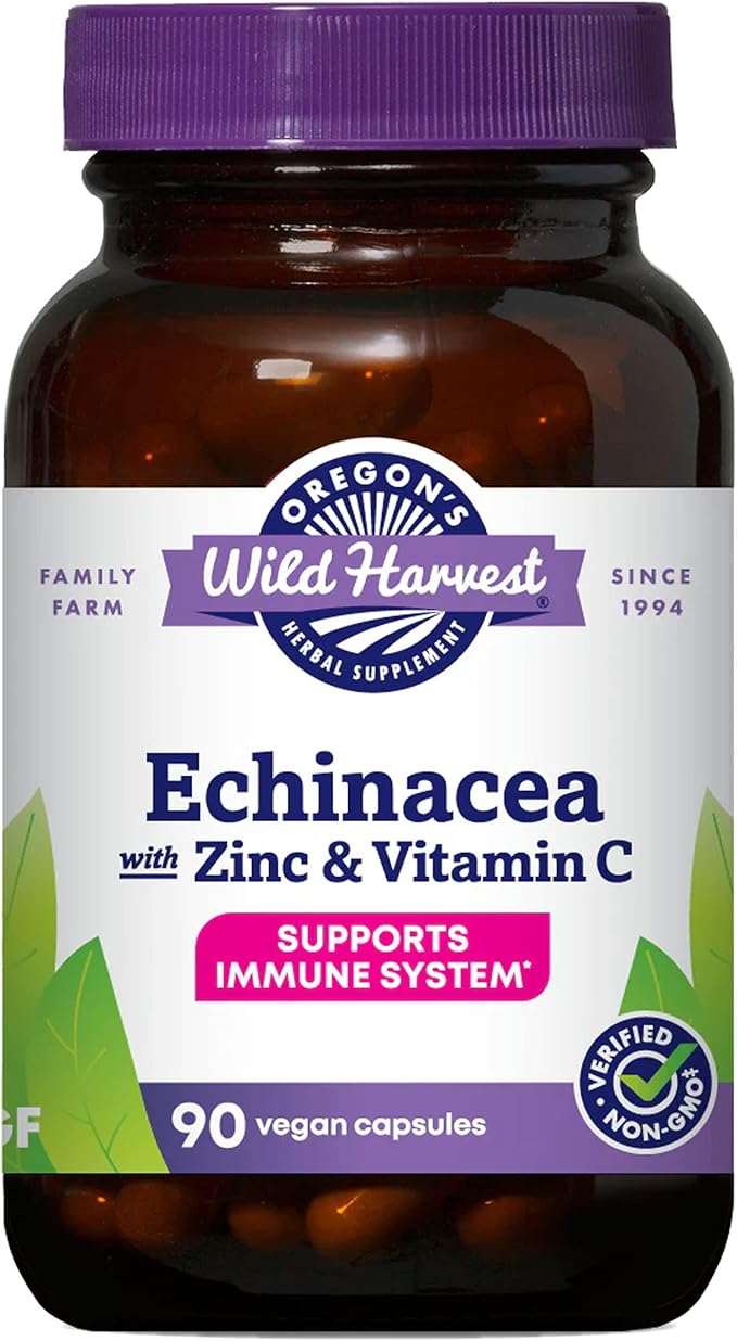Oregon's Wild Harvest Echinacea with Zinc and Vitamin C Capsules 90 Count