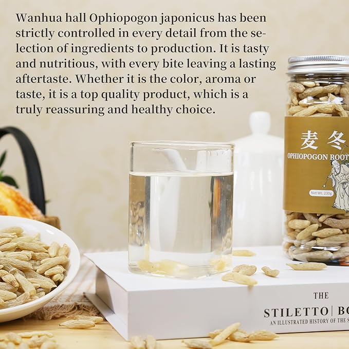 Wanhua Hall Ophiopogon Mai Dong Radix Ophiopogon Japonicas Root Mai Men Dong Nourishing Yin &ampNourishing Lungs 麦冬 麥冬 养阴润肺 祛火 8.11oz/ 230g