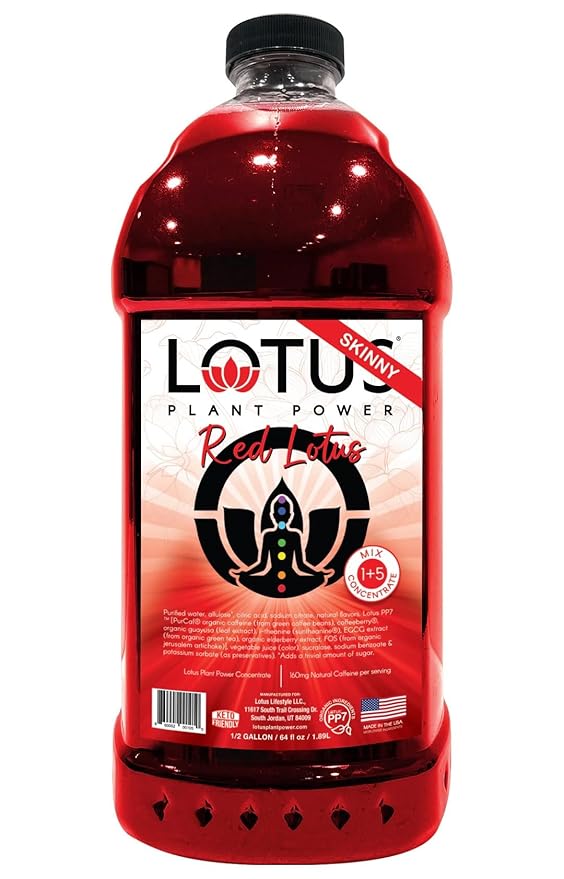 Lotus Energy Drink Concentrate 64 fl oz (Skinny White &amp Skinny Red) Pack of 2