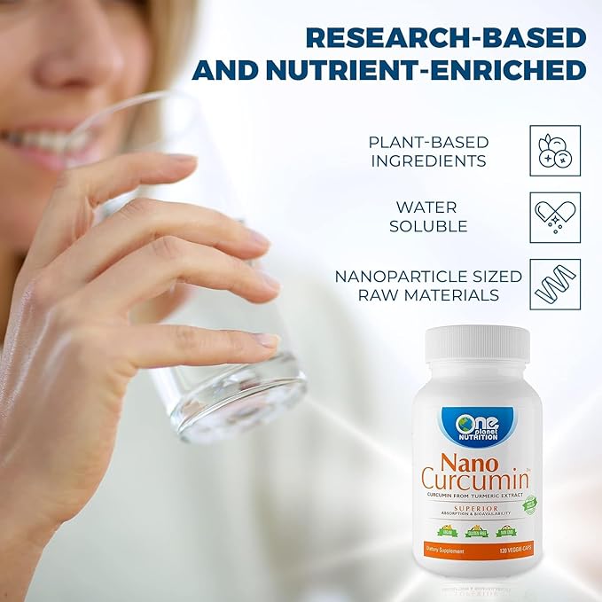 One Planet Nutrition Nano Curcumin 500 mg Veggie Capsules (120 Servings) Nano for High Absorption Supports Immune Health Non-GMO Vegan Gluten-Free