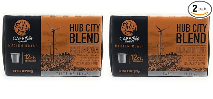 Cafe Ole HEB Single Serve Coffee Pods 12 count - 2 boxes (Hub City Blend)