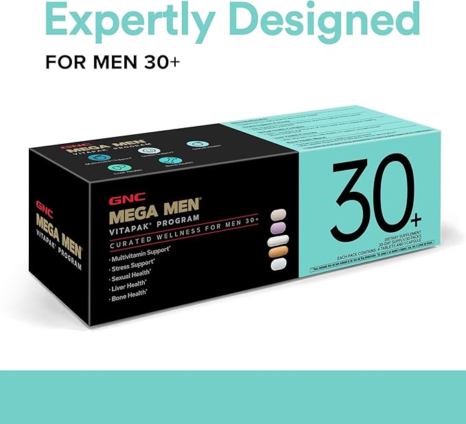GNC Men's 30+ Vitapak Program | 5-in-1 Daily Multivitamins and Minerals | Supports Healthy Bones and Stress Relief | 30 Servings