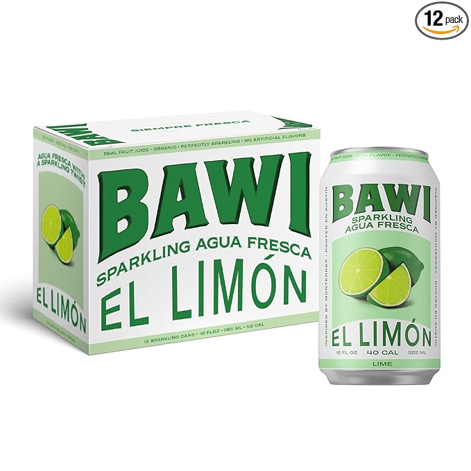 Bawi Agua Fresca Lime Flavored Sparkling Drink 12 Fluid Ounces (Pack Of 12)