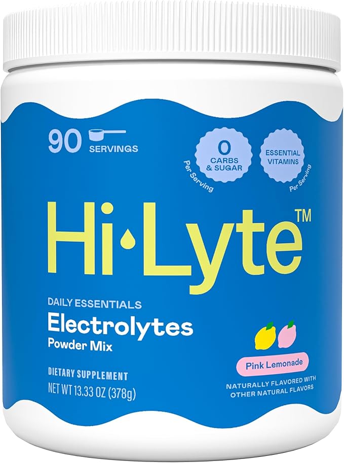 Hi-Lyte Electrolyte Powder Daily Hydration Supplement Drink Mix 90 Servings | Sugar-Free 0 Calories 0 Carbs | No Maltodextrin. Gluten-Free | Supports Keto | Light Refreshing Flavor (Pink Lemonade)