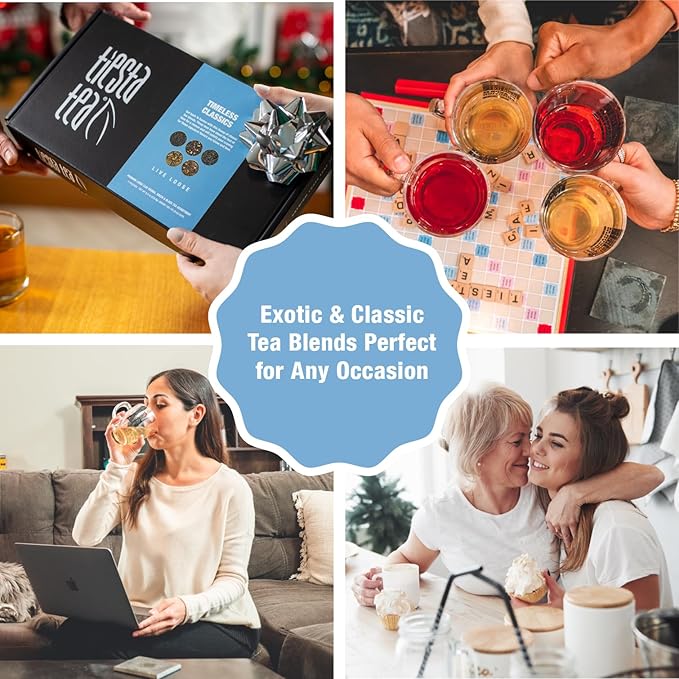 Tiesta Tea - Classic Loose Leaf Tea Gift Box High to Non-Caffeinated Assorted Blends 5 Pouches of Hot &amp Iced Variety Pack English Breakfast Green Chai Lavender &amp Herbal