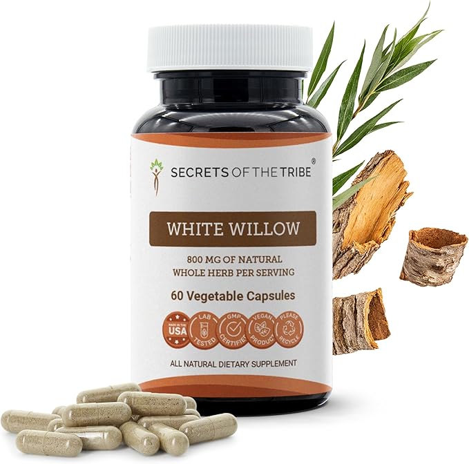 Secrets of the Tribe White Willow Capsules 800 mg White Willow (Salix Alba) Dried Bark (60 Capsules)