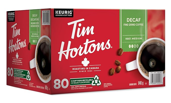 Tim Hortons Single-serve Decaf 80 K-Cup Pods 840g/29.6oz {Imported from Canada}