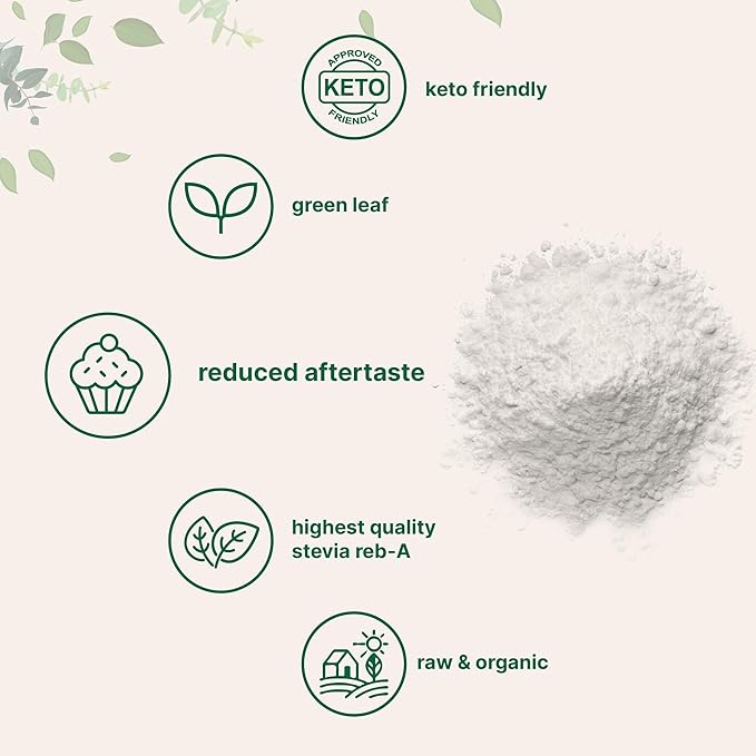 Micro Ingredients Pure Organic Stevia Powder 8 Ounces 1418 Serving Highest Grade Stevia Green Leaf Extract Reb-A Reduced Bitter Aftertaste 0 Calorie Natural Sweetener Sugar Alternative Keto Fr
