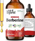 Wild &amp Organic Berberine Drops 500mg - Liquid Berberine Supplement HCL for Overall Support - Pure Extract Tincture - Vegan Alcohol &amp Sugar-Free - 4 fl oz