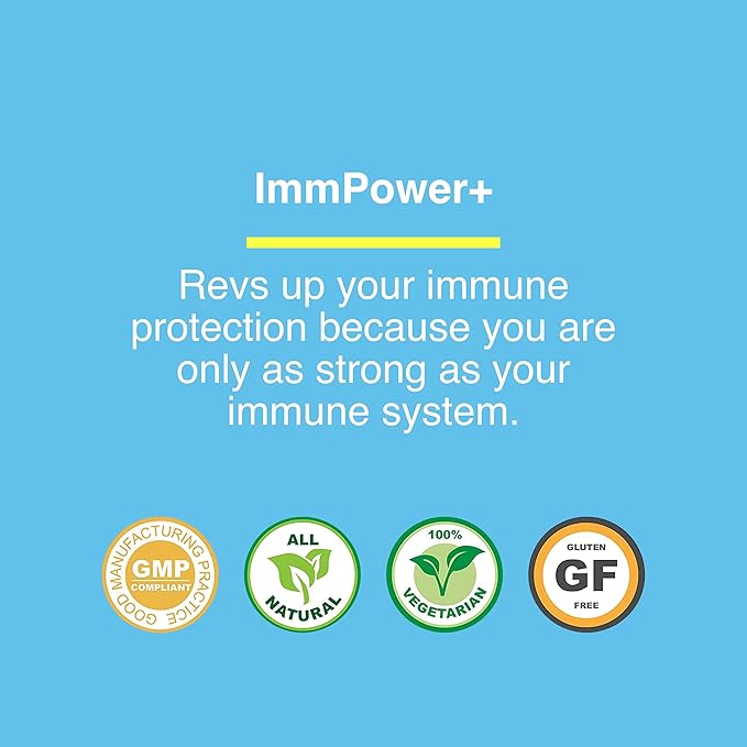 American BioSciences ImmPower Plus AHCC &amp Fermented Wheat Germ Extract Herbal Supplement 550mg per Capsule for Immune Support Maintains Natural Killer Cell Activity Pack of 1 60 Veggie Capsul