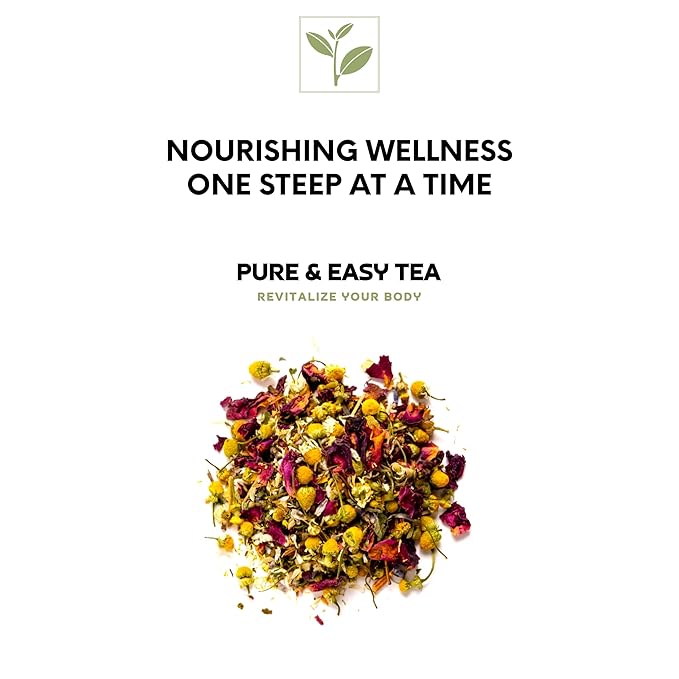 Pure And Easy Tea Nighttime Nirvana Caffeine-Free Herbal Sleep &amp Relaxation Tea Loose Leaf Blend with Chamomile Lavender &amp Lemon Balm Premium Wellness Tea (100g)