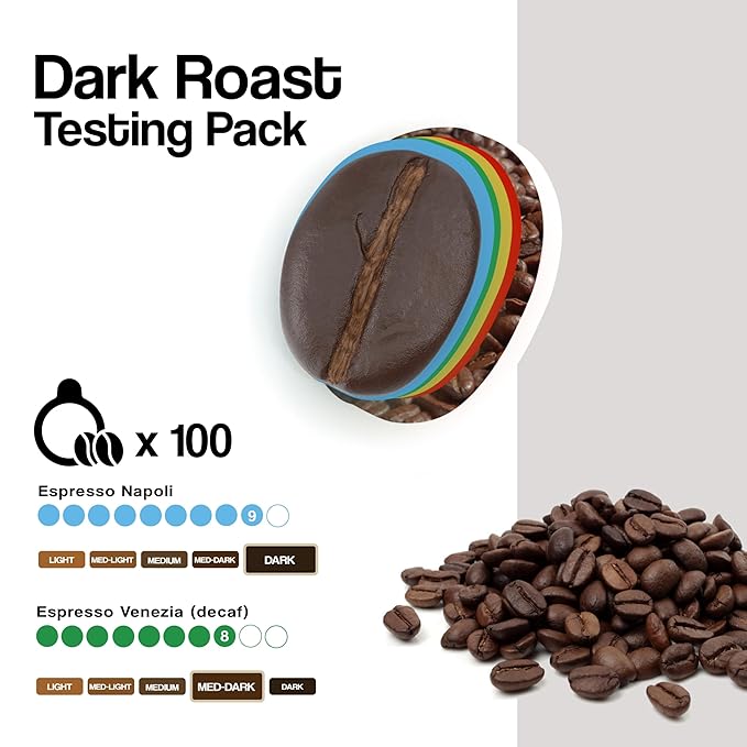 Dongiò Caffè Dark Roast Variety Pack – 100 Easy Serving Espresso Pods (ESE 44mm) – Napoli &amp Venezia – Roasted and Blended In Italy