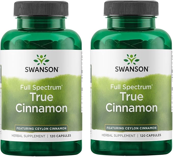 Swanson Full Spectrum True Cinnamon - Herbal Supplement - (120 Capsules 300mg Each) 2 Pack