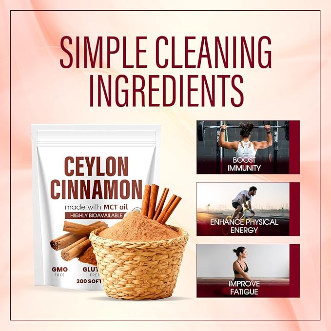 Ceylon Cinnamon Softgels with MCT Oil | Soft Gel 7200mg | Herbal Extract | Non-GMO Gluten Free | 300 Softgels (2)