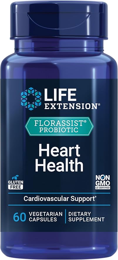 Life Extension FLORASSIST® Probiotic Heart Health Lactobacillus reuteri 30242 Promotes Heart Health and Already Healthy Cholesterol Levels Gluten-Free Non-GMO Vegetarian 60 Capsules