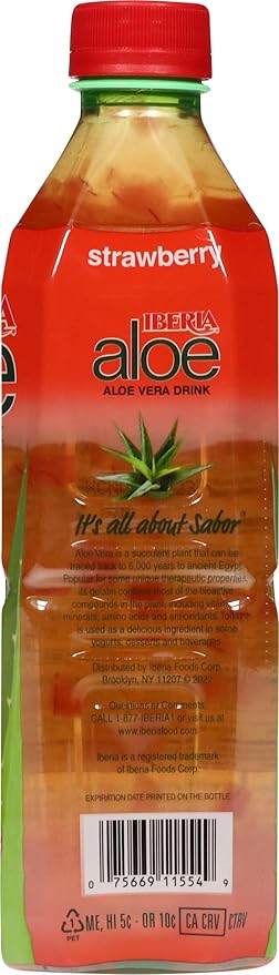 Iberia Aloe Vera Juice Drink Strawberry 16.9 Fl Oz (Pack of 24)