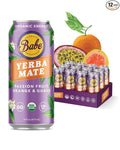 Babe Organic Yerba Mate Energy Drinks | Less Sugar with 150mg Plant-Based Caffeine | Natural Yerba Mate Tea with No Crash No Jitters - Passion Fruit Orange Guava (12 x 16oz Cans)