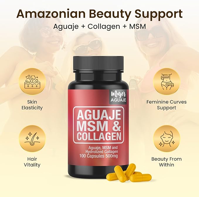 | Collagen + MSM + Aguaje | Peruvian Superfruit Beauty Support for Skin Hair &amp Feminine Shape