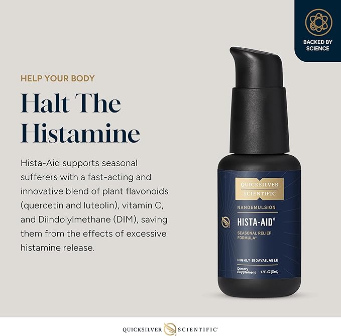 Quicksilver Scientific Nanoemulsified Hista-Aid - Flavonoids to Help Maintain Healthy Histamine Levels - Liposomal Vitamin C DIM Luteolin &amp Quercetin Liquid (50ml)