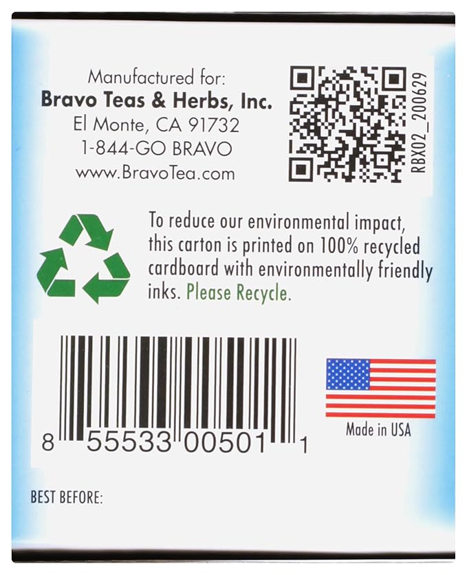 Bravo Tea Sugar Level Herbal Tea with White Mulberry Naturally Caffeine Free Vegan Friendly Gluten Free &amp Non-GMO 20 Tea Bags (Pack of 6)