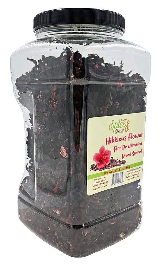 Dried Hibiscus Flower by Dasher's Spice &amp Beans | Flor De Jamaica | Dried Sorrel | 1.5 lb