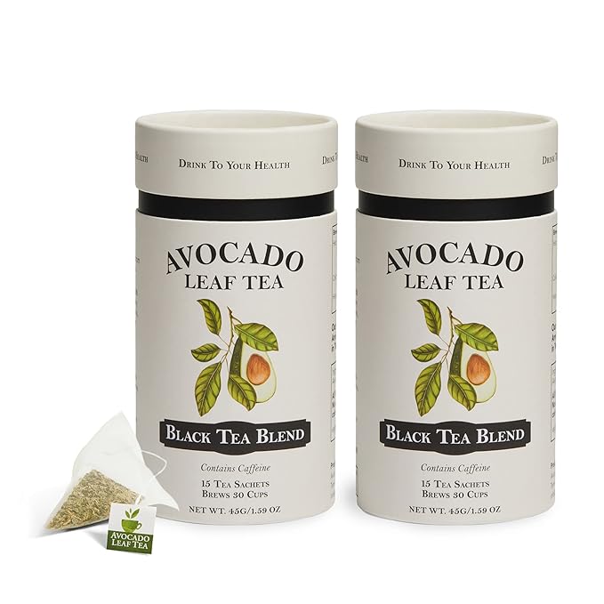 Avocado Leaf Tea Black Tea Blend 2 Pack - Lightly caffeinated | Healthy Tea | Immune Support | Cold Brew or Hot Tea | 30 Tea Bags - 60 Servings (Gluten Free &amp Non-GMO)