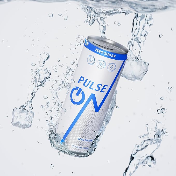 PulseOn Energy Drink- 200mg Natural Caffeine Taurine and Vitamin B|Zero Sugar Reduced Sugar 11.2 fl oz((Pack of 24)