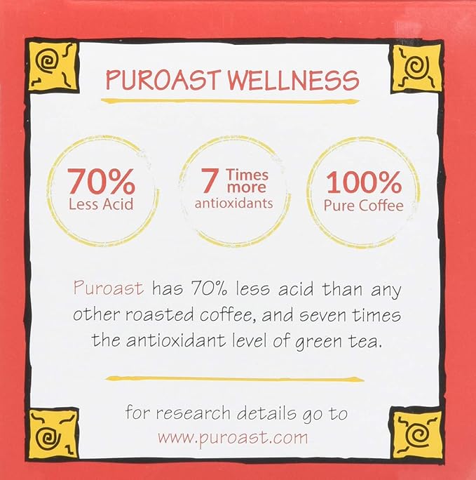 Puroast Low Acid Coffee| Lost Art Single Serve Pods | Medium Roast | High Antioxidants &amp High pH |No Bitter Aftertaste | Reduced Heartburn &amp GERD Friendly | 72 Count - Compatible with Keurig B